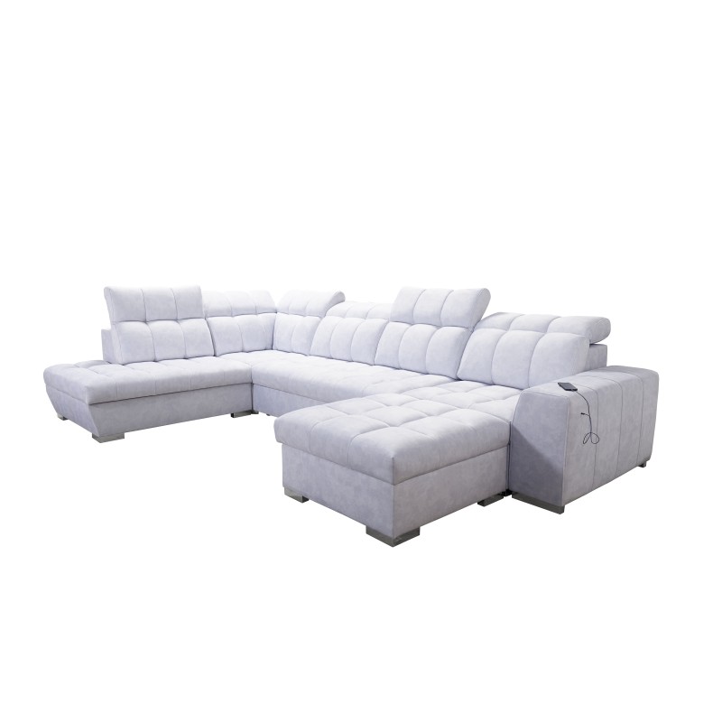 U-shaped corner sofa Prisma VI with a sleeping function, USB port, and storage - Velvet | Pet friendly, Terra 06 U-shaped corner sofa Prisma VI with a sleeping function, USB port, and storage - Velvet | Pet friendly, Terra 06
