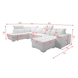 U-shaped corner sofa Prisma VI with a sleeping function, USB port, and storage - Velvet | Pet friendly, Terra 06 U-shaped corner sofa Prisma VI with a sleeping function, USB port, and storage - Velvet | Pet friendly, Terra 06