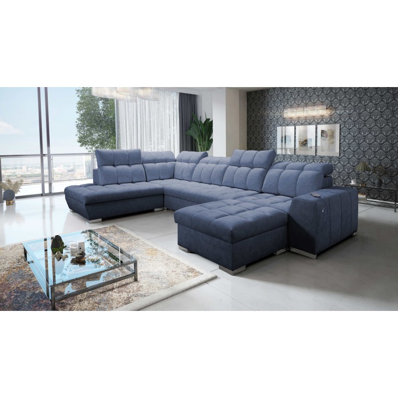 Ecksofa in U-Form Prisma VI mit Schlaffunktion, USB-Anschluss und Stauraum - Velvet | Haustierfreundlich, Terra 76 Ecksofa in U-Form Prisma VI mit Schlaffunktion, USB-Anschluss und Stauraum - Velvet | Haustierfreundlich, Terra 76