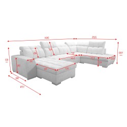 Sofá esquinero en forma de U Prisma VI con función de cama, puerto USB y compartimiento - Terciopelo | Apto para mascotas, Terra Sofá esquinero en forma de U Prisma VI con función de cama, puerto USB y compartimiento - Terciopelo | Apto para mascotas, Terra