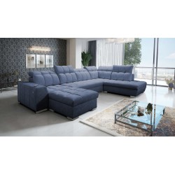 Ecksofa in U-Form Prisma VI mit Schlaffunktion, USB-Anschluss und Stauraum - Velvet | Haustierfreundlich, Terra 76