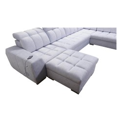 U-förmiges Ecksofa Prisma VI mit Schlaffunktion, USB-Anschluss und Stauraum - Samt | Haustierfreundlich, Terra 96 U-förmiges Ecksofa Prisma VI mit Schlaffunktion, USB-Anschluss und Stauraum - Samt | Haustierfreundlich, Terra 96