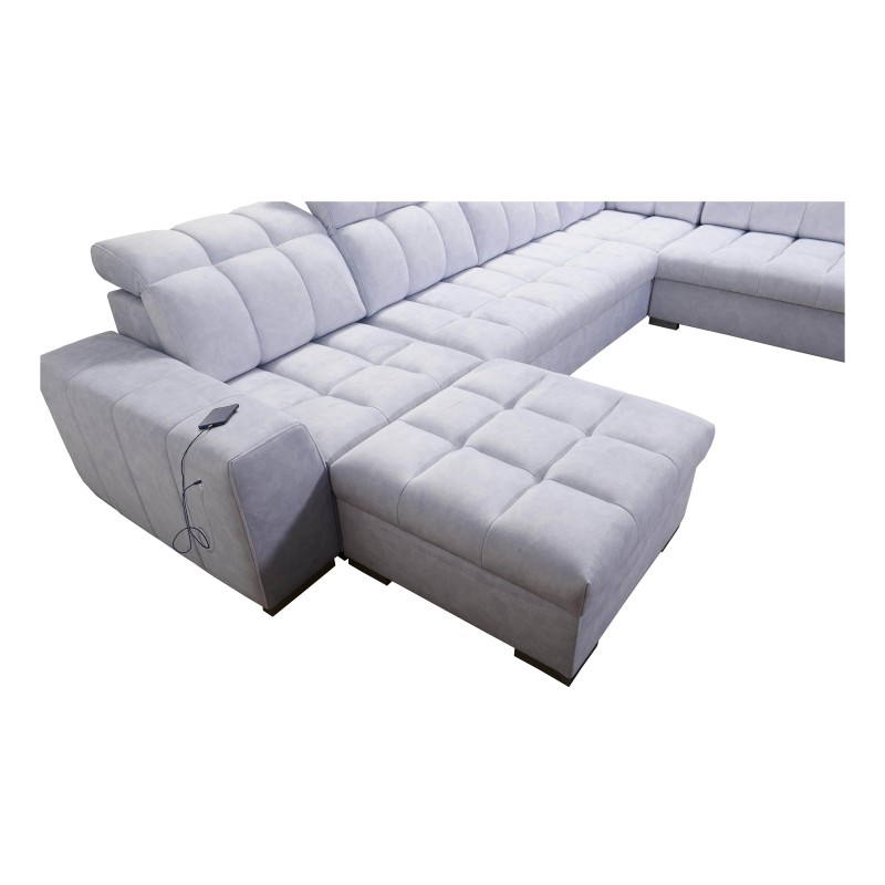U-förmiges Ecksofa Prisma VI mit Schlaffunktion, USB-Anschluss und Stauraum - Samt | Haustierfreundlich, Terra 96 U-förmiges Ecksofa Prisma VI mit Schlaffunktion, USB-Anschluss und Stauraum - Samt | Haustierfreundlich, Terra 96