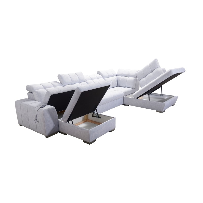 U-shaped corner sofa Prisma VI with sleeping function, USB port, and storage - Velvet | Pet friendly, Terra 96 U-shaped corner sofa Prisma VI with sleeping function, USB port, and storage - Velvet | Pet friendly, Terra 96