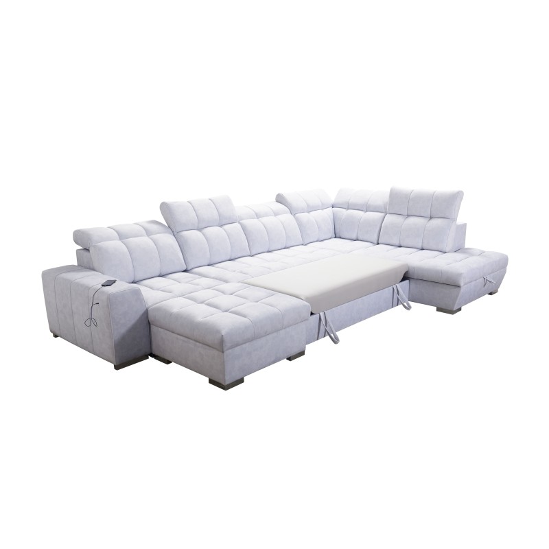 U-shaped corner sofa Prisma VI with sleeping function, USB port, and storage - Velvet | Pet friendly, Terra 96 U-shaped corner sofa Prisma VI with sleeping function, USB port, and storage - Velvet | Pet friendly, Terra 96