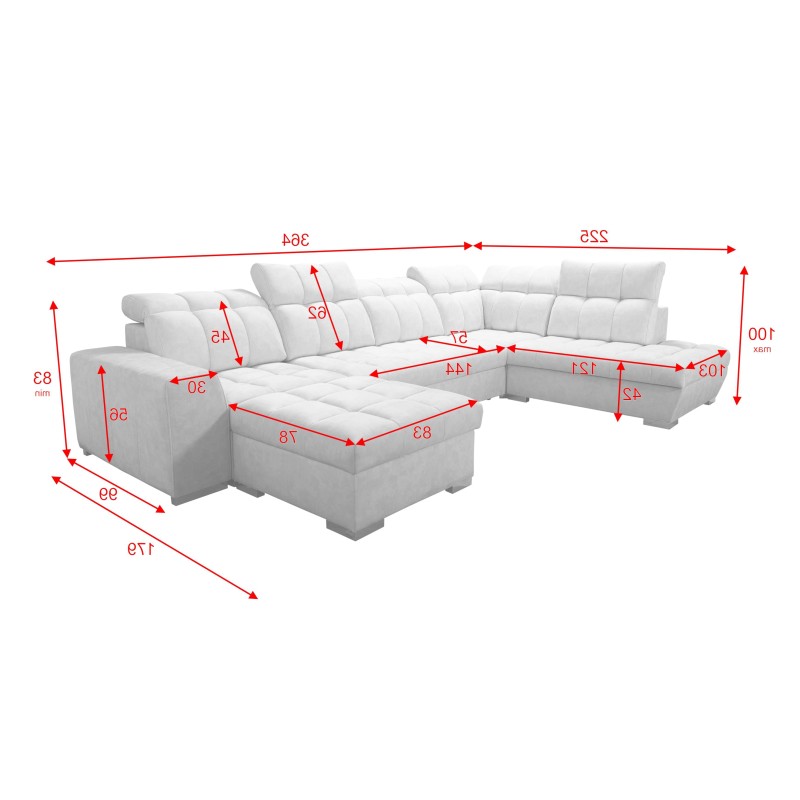 U-shaped corner sofa Prisma VI with sleeping function, USB port, and storage - Velvet | Pet friendly, Terra 96 U-shaped corner sofa Prisma VI with sleeping function, USB port, and storage - Velvet | Pet friendly, Terra 96