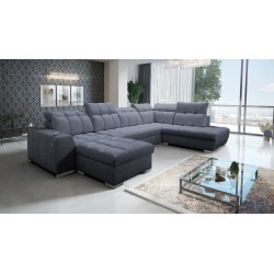 U-förmiges Ecksofa Prisma VI mit Schlaffunktion, USB-Anschluss und Stauraum - Samt | Haustierfreundlich, Terra 96