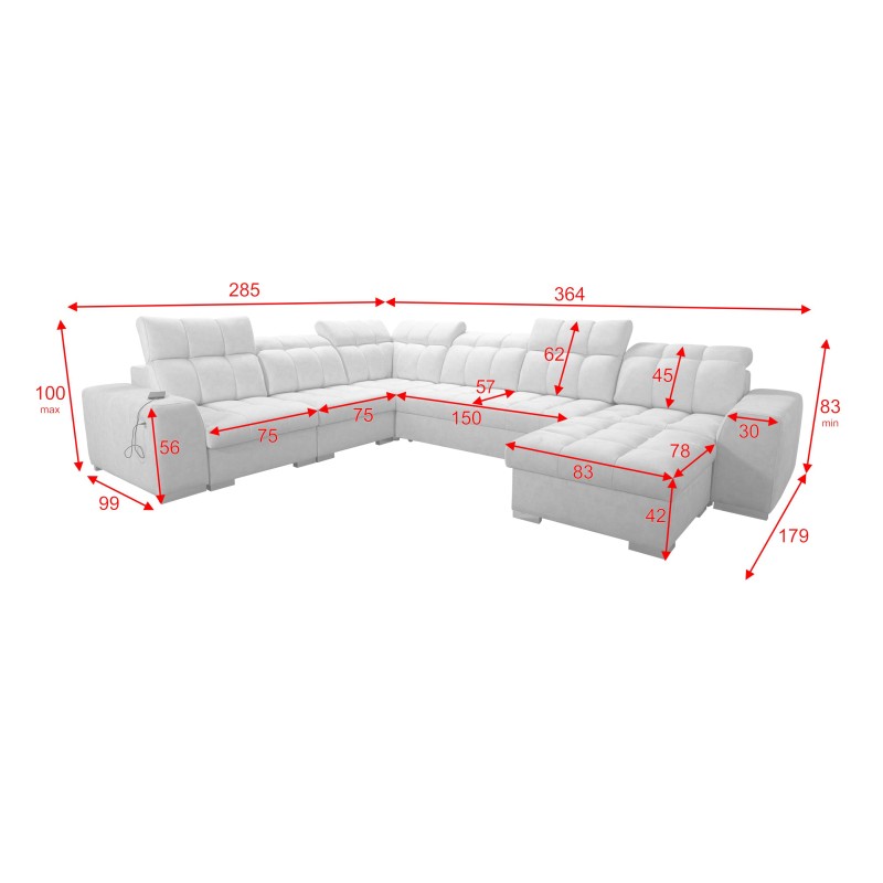 U-shaped corner sofa Prisma VIII with a sleeping function and port U-shaped corner sofa Prisma VIII with a sleeping function and port