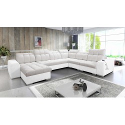U-förmiges Ecksofa Prisma VIII mit Schlaffunktion und Anschluss