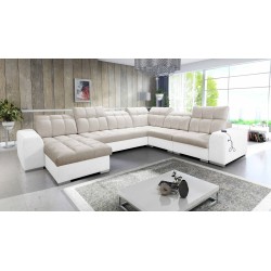 U-förmiges Ecksofa Prisma VIII mit Schlaffunktion und Anschluss