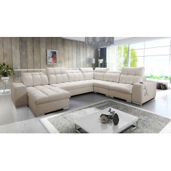 U-förmiges Ecksofa Prisma VIII mit Schlaffunktion und Anschluss