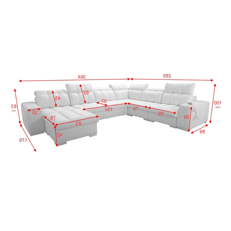 U-förmiges Ecksofa Prisma VIII mit Schlaffunktion und Anschluss U-förmiges Ecksofa Prisma VIII mit Schlaffunktion und Anschluss