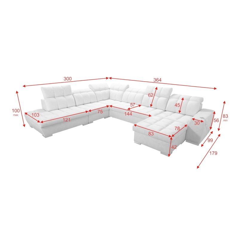 Prisma X Ecksofa mit Schlaffunktion, USB-Anschluss und Bettkasten - Velvet | Haustierfreundlich, Terra 06 + Ökoleder Prisma X Ecksofa mit Schlaffunktion, USB-Anschluss und Bettkasten - Velvet | Haustierfreundlich, Terra 06 + Ökoleder