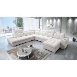 Prisma X Ecksofa mit Schlaffunktion, USB-Anschluss und Bettkasten - Samt | Tierfreundlich, Terra 06