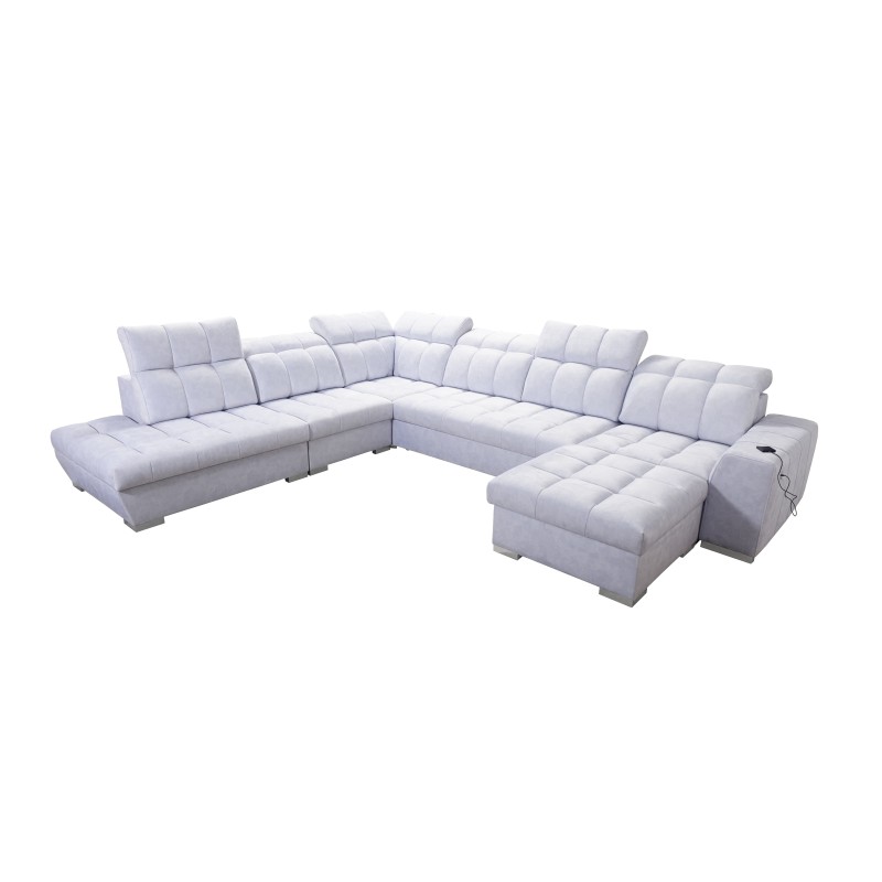 Prisma X Ecksofa mit Schlaffunktion, USB-Anschluss und Bettkasten - Samt | Haustierfreundlich, Terra 13 + Ecoskóra Schwarz Prisma X Ecksofa mit Schlaffunktion, USB-Anschluss und Bettkasten - Samt | Haustierfreundlich, Terra 13 + Ecoskóra Schwarz