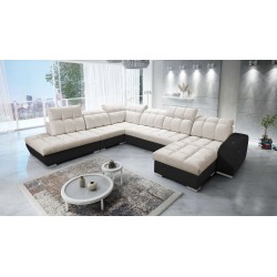 Prisma X Ecksofa mit Schlaffunktion, USB-Anschluss und Bettkasten - Samt | Haustierfreundlich, Terra 13 + Ecoskóra Schwarz