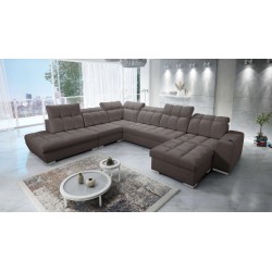 Ecksofa Prisma X mit Schlaffunktion, USB-Anschluss und Bettkasten - Samt | Haustierfreundlich, Terra 26