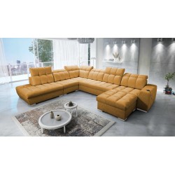 Ecksofa Prisma X mit Schlaffunktion, USB-Anschluss und Bettkasten - Samt | Haustierfreundlich, Terra 48