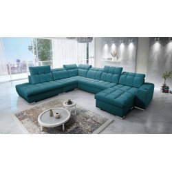 Prisma X Ecksofa mit Schlaffunktion, USB-Anschluss und Bettkasten - Velvet | Haustierfreundlich, Terra 75