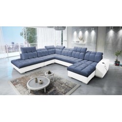 Prisma X Ecksofa mit Schlaffunktion, USB-Port und Bettkasten - Samt | Haustierfreundlich, Terra 76 + Ökoleder