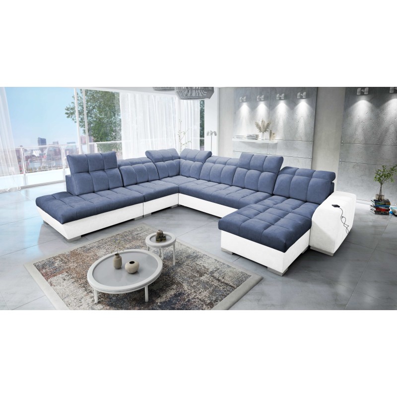 Prisma X Ecksofa mit Schlaffunktion, USB-Port und Bettkasten - Samt | Haustierfreundlich, Terra 76 + Ökoleder Prisma X Ecksofa mit Schlaffunktion, USB-Port und Bettkasten - Samt | Haustierfreundlich, Terra 76 + Ökoleder