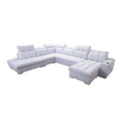 Ecksofa Prisma X mit Schlaffunktion, USB-Anschluss und Bettkasten - Samt | Haustierfreundlich, Terra 79 + Kunstleder Ecksofa Prisma X mit Schlaffunktion, USB-Anschluss und Bettkasten - Samt | Haustierfreundlich, Terra 79 + Kunstleder