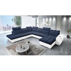 Ecksofa Prisma X mit Schlaffunktion, USB-Anschluss und Bettkasten - Samt | Haustierfreundlich, Terra 79 + Kunstleder