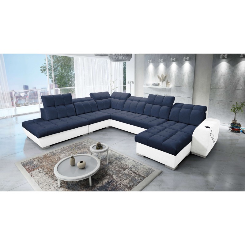 Ecksofa Prisma X mit Schlaffunktion, USB-Anschluss und Bettkasten - Samt | Haustierfreundlich, Terra 79 + Kunstleder Ecksofa Prisma X mit Schlaffunktion, USB-Anschluss und Bettkasten - Samt | Haustierfreundlich, Terra 79 + Kunstleder