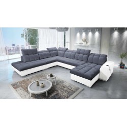Ecksofa Prisma X mit Schlaffunktion, USB-Anschluss und Bettkasten - Samt | Haustierfreundlich, Terra 96 + Kunstleder