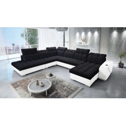 Prisma X Ecksofa mit Schlaffunktion, USB-Anschluss und Bettkasten - Samt | Haustierfreundlich, Terra 99 + Kunstleder