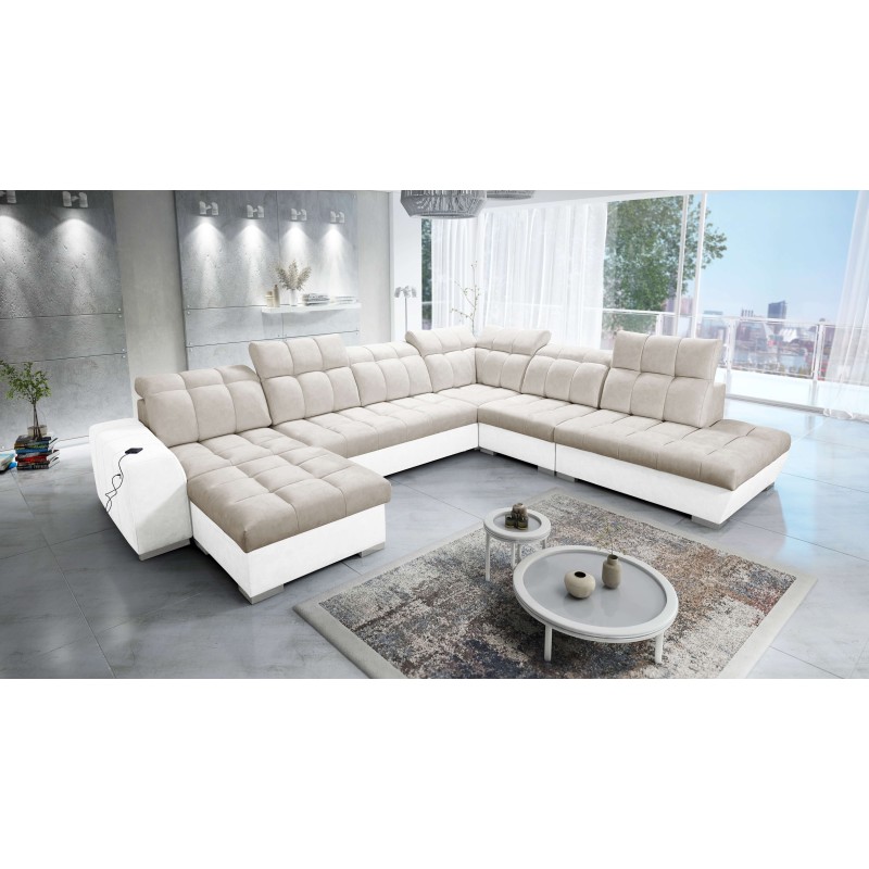 Prisma X Ecksofa mit Schlaffunktion, USB-Anschluss und Bettkasten - Samt | Haustierfreundlich, Terra 13 + Ecoskin Prisma X Ecksofa mit Schlaffunktion, USB-Anschluss und Bettkasten - Samt | Haustierfreundlich, Terra 13 + Ecoskin