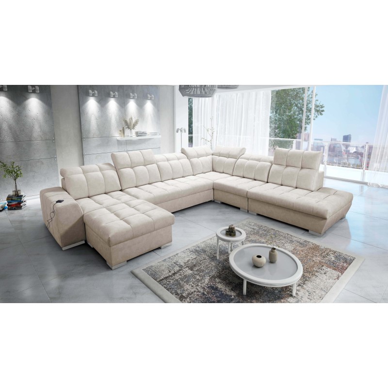 Prisma X Ecksofa mit Schlaffunktion, USB-Anschluss und Bettkasten - Samt | Haustierfreundlich, Terra 13 Prisma X Ecksofa mit Schlaffunktion, USB-Anschluss und Bettkasten - Samt | Haustierfreundlich, Terra 13