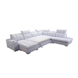 Ecksofa Prisma X mit Schlaffunktion, USB-Anschluss und Bettkasten - Samt | Tierfreundlich, Terra 26 + Kunstleder Ecksofa Prisma X mit Schlaffunktion, USB-Anschluss und Bettkasten - Samt | Tierfreundlich, Terra 26 + Kunstleder