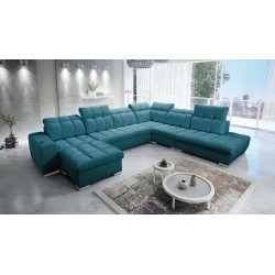 Prisma X Ecksofa mit Schlaffunktion, USB-Anschluss und Bettkasten - Velvet | Haustierfreundlich, Terra 75