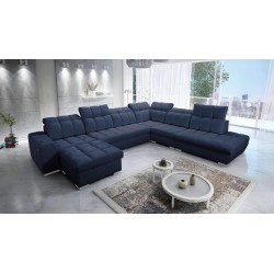 Prisma X Ecksofa mit Schlaffunktion, USB-Anschluss und Bettkasten - Samt | Haustierfreundlich, Terra 79