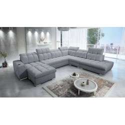 Prisma X Ecksofa mit Schlaffunktion, USB-Anschluss und Bettkasten - Velvet | Haustierfreundlich, Terra 92