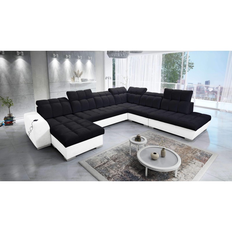 Prisma X Ecksofa mit Schlaffunktion, USB-Anschluss und Bettkasten - Samt | Haustierfreundlich, Terra 99 + Kunstleder Prisma X Ecksofa mit Schlaffunktion, USB-Anschluss und Bettkasten - Samt | Haustierfreundlich, Terra 99 + Kunstleder