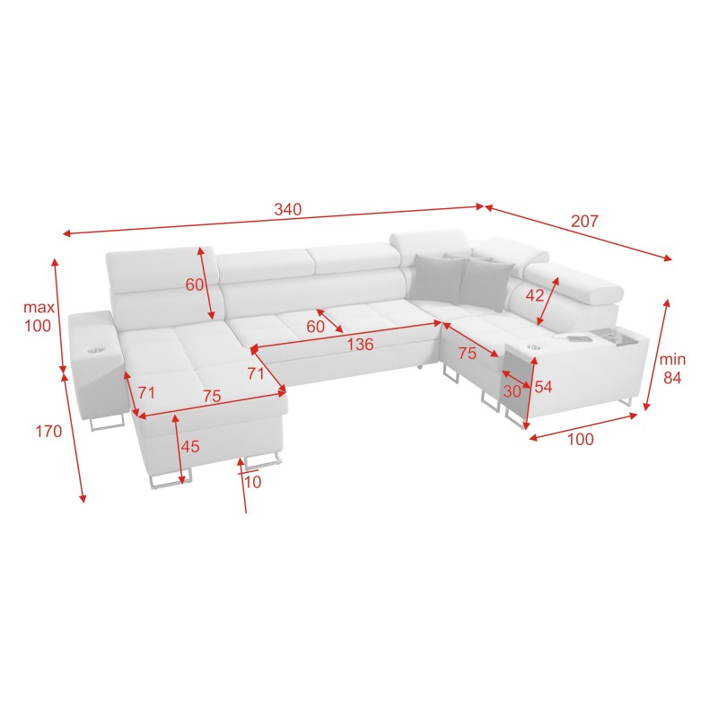 Sofá esquinero en forma de U Orbix IV Mini con función de cama: una combinación inigualable de estilo y comodidad. Sofá esquinero en forma de U Orbix IV Mini con función de cama: una combinación inigualable de estilo y comodidad.