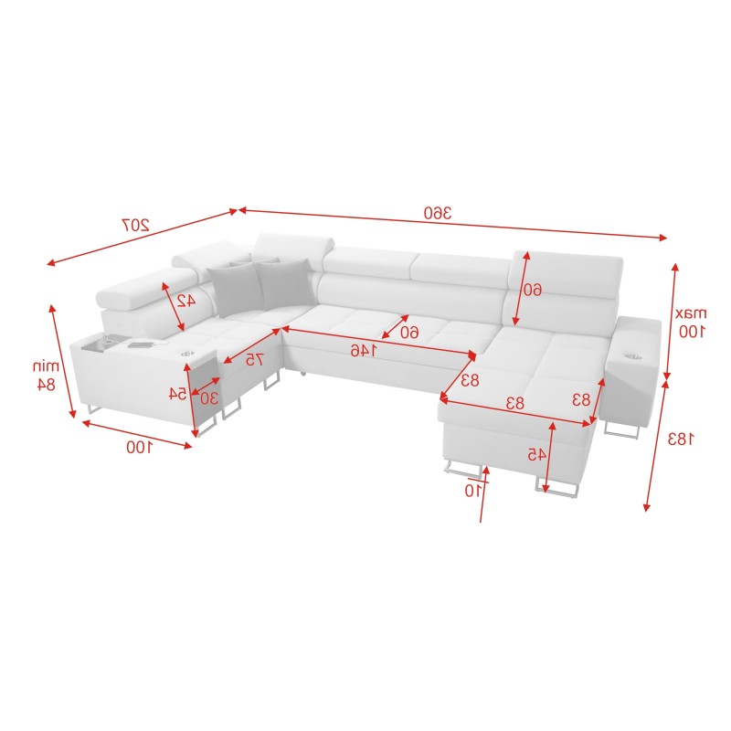 Ecksofa U Orbix IV Maxi mit Schlaffunktion - Geflecht, Sawana 84 Ecksofa U Orbix IV Maxi mit Schlaffunktion - Geflecht, Sawana 84