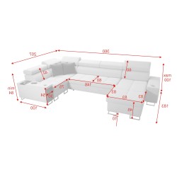 Orbix IV Maxi U-shaped corner sofa with sleeping function - Plecionka, Sawana 14