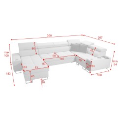 Ecksofa U Orbix IV Maxi mit Schlaffunktion - Flechtmuster, Sawana 26