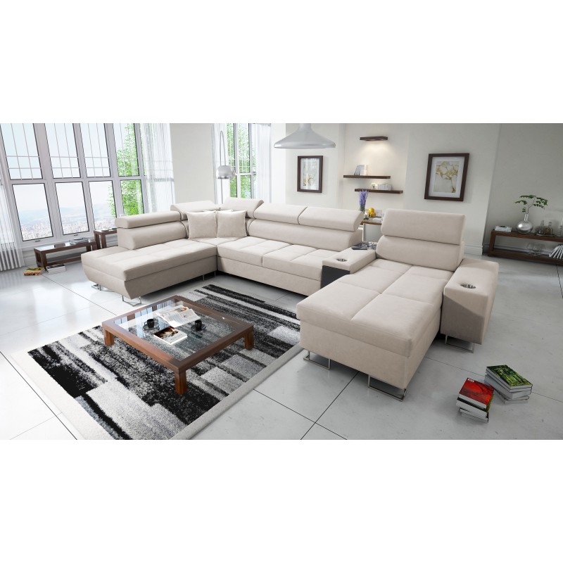 Narożnik w kształcie U Orbix V z funkcją spania | Meble z Velvet, Ultario Velvet 2979 Sawana 84 Narożnik w kształcie U Orbix V z funkcją spania | Meble z Velvet, Ultario Velvet 2979 Sawana 84