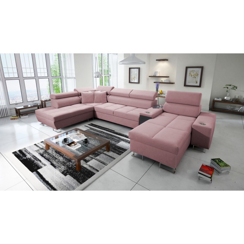 Narożnik w kształcie U Orbix V z funkcją spania | Meble z Velvet, Ultario Velvet 2955 Sawana 84 Narożnik w kształcie U Orbix V z funkcją spania | Meble z Velvet, Ultario Velvet 2955 Sawana 84