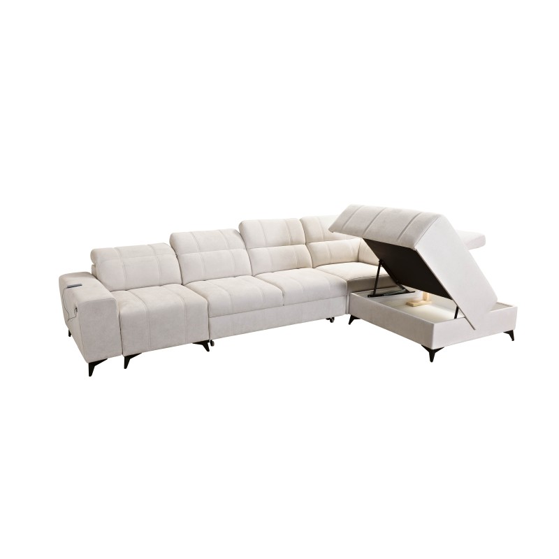 Sofá esquinero Ballagio XI con función de cama en tela Plecionka, Spring 1102: comodidad y estilo en uno. Sofá esquinero Ballagio XI con función de cama en tela Plecionka, Spring 1102: comodidad y estilo en uno.