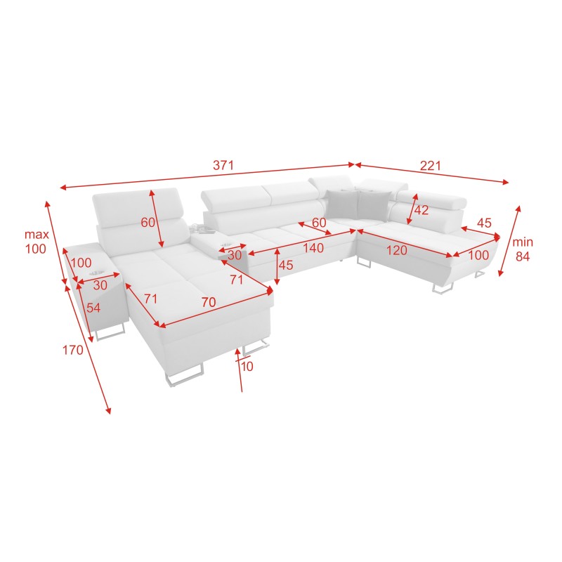 Sofá esquinero en forma de U Orbix V con función de cama | Muebles con Plecionka, Sawana 72 Sawana 84 Sofá esquinero en forma de U Orbix V con función de cama | Muebles con Plecionka, Sawana 72 Sawana 84