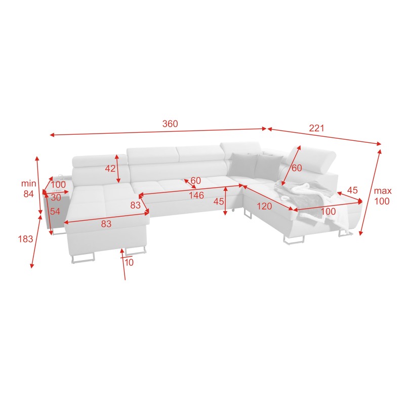 Ecksofa in U-Form Orbix VI – luxuriöser Komfort und moderne Lösungen Ecksofa in U-Form Orbix VI – luxuriöser Komfort und moderne Lösungen