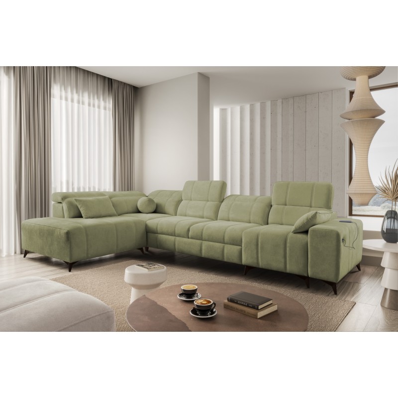 Esquinero Ballagio XI con función de cama en tela Plecionka, Spring 1115: comodidad y estilo en uno.