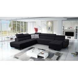 U-förmiges Ecksofa Orbix X mit Schlaffunktion und USB-Anschluss | Flechtwerk, Sawana 14 | Wohnzimmermöbel