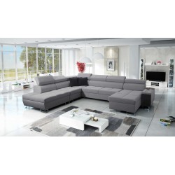 U-förmiges Ecksofa Orbix X mit Schlaffunktion und USB-Anschluss | Geflecht, Sawana 21 | Wohnzimmermöbel