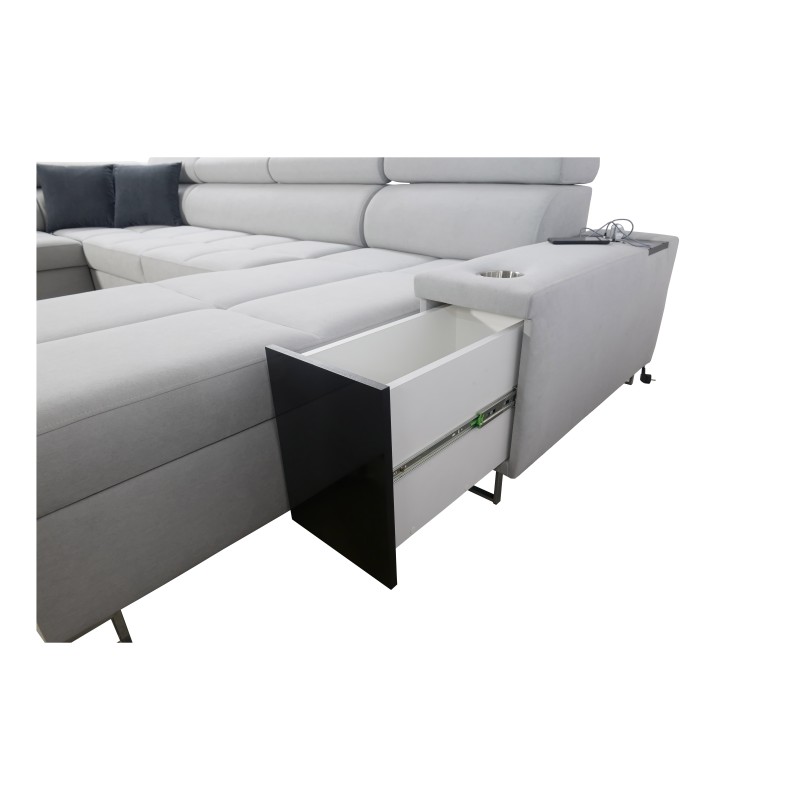 U-förmiges Ecksofa Orbix X mit Schlaffunktion und USB-Anschluss | Geflecht, Sawana 21 | Wohnzimmermöbel U-förmiges Ecksofa Orbix X mit Schlaffunktion und USB-Anschluss | Geflecht, Sawana 21 | Wohnzimmermöbel